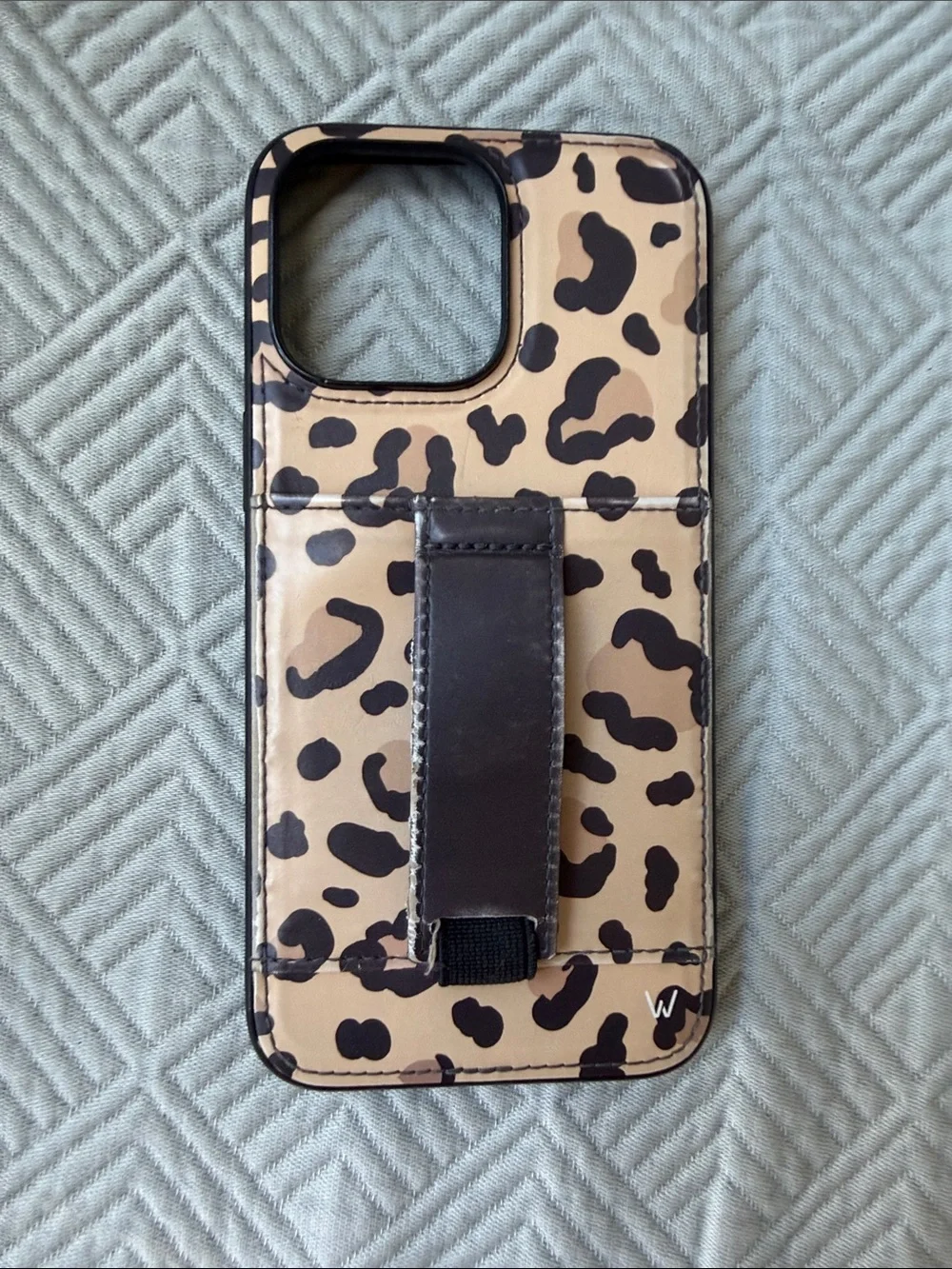 Leopard Print Walli iPhone 14 Pro Max Case with Card Strap